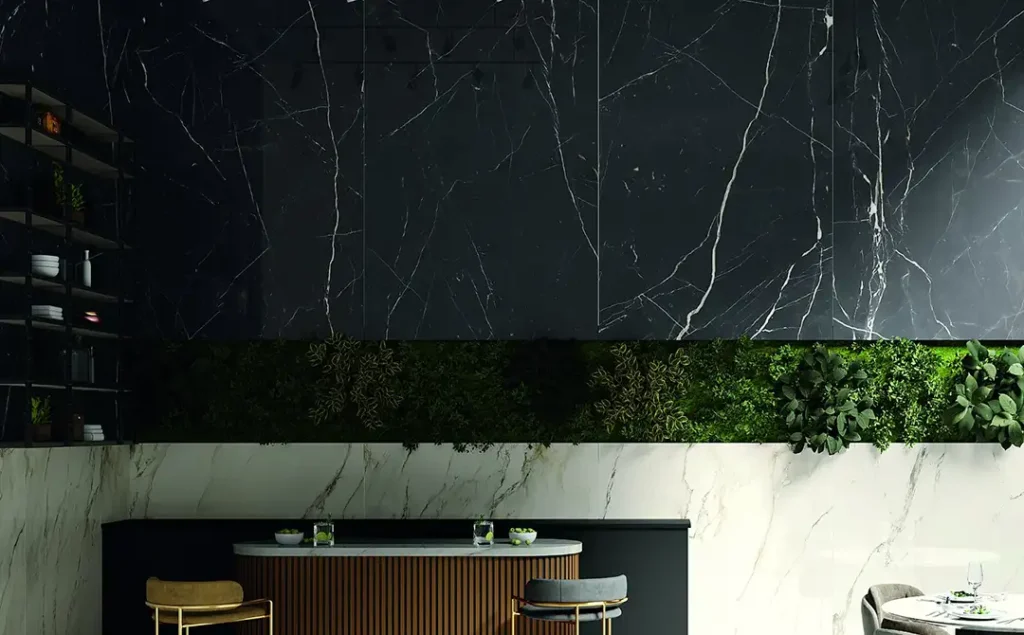 ambiance carrelage imitation marbre black marquina