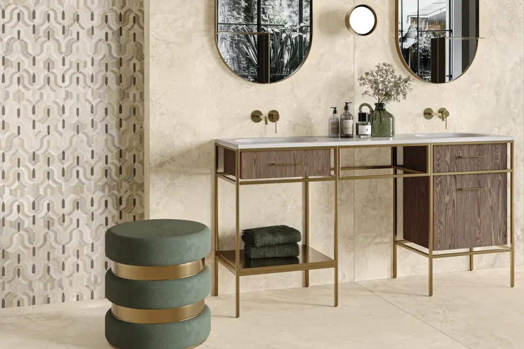 ambiance carrelage imitation pierre travertino nobile